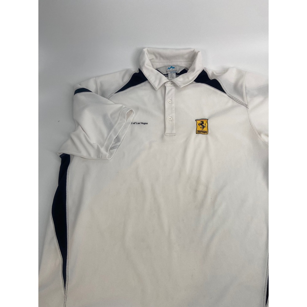Ferrari of Las Vegas Mens Polo‎ Shirt White Black Accents Short Sleeve